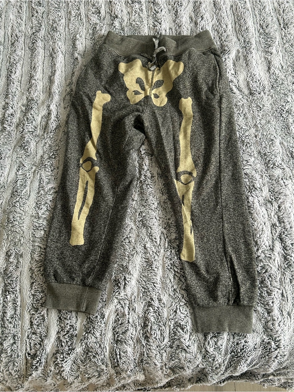 Dark Gray Joggers with Gold Bone Graphic